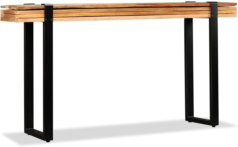Retro Style Console Table Length-Adjustable Side Table Dining Table Furniture for Living Room Dining Room Hallway (57.1"-70.9") x 11.8" x 29.9" Solid Reclaimed Wood + Cast Iron
