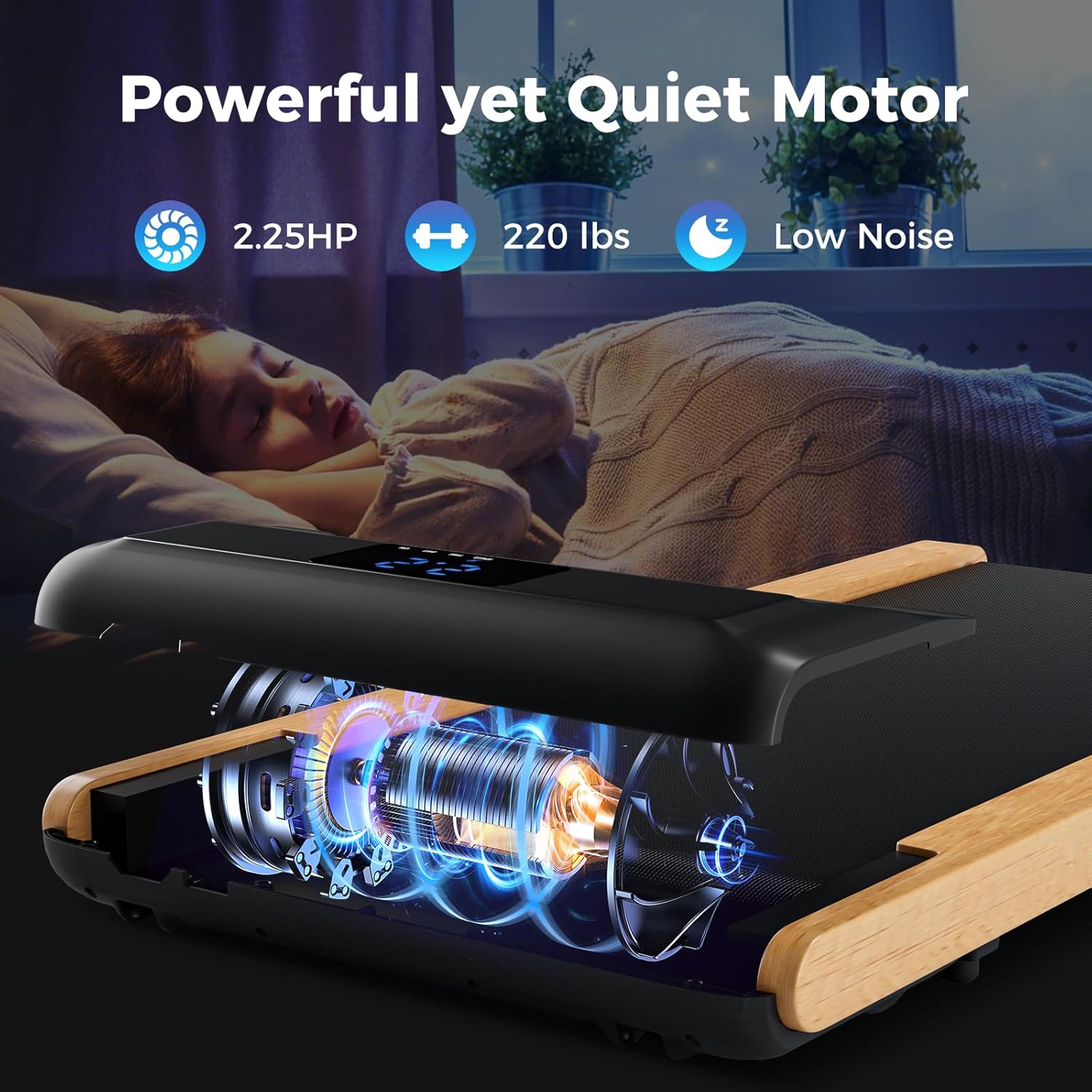 Goplus Walking Pad, Wooden Under Desk Treadmill for Home Office, Portable Walking Pad Treadmill with Remote Control, APP Control and LED Display, Installation-Free Walking Jogging Machine