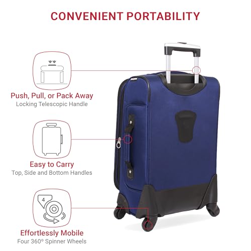 SwissGear Sion Softside Expandable Luggage, Black, Checked-Large 29-Inch