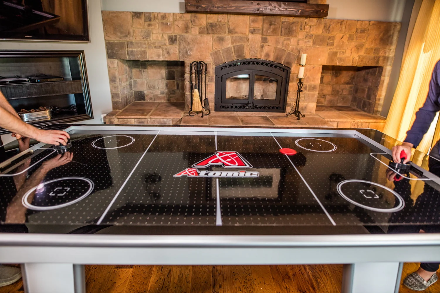 Atomic Avenger 8' Hockey Table with LED Scoring and 120V Blowers for Exhilarating Play