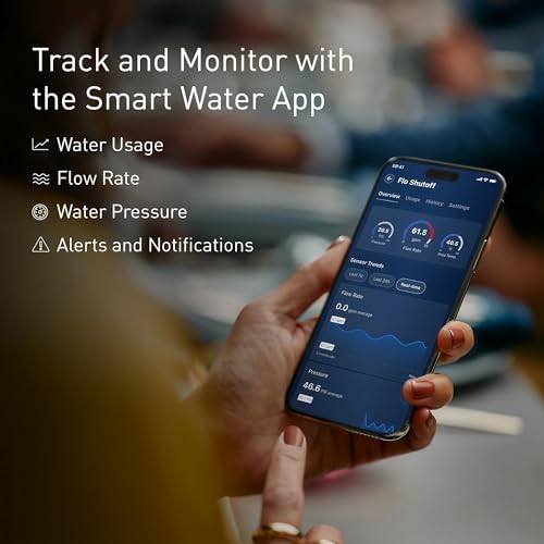 Moen Flo Smart Water Monitor and Automatic Shutoff Sensor, Wi-Fi Connected Water Leak Detector for 1-Inch Diameter Pipe, 900-006