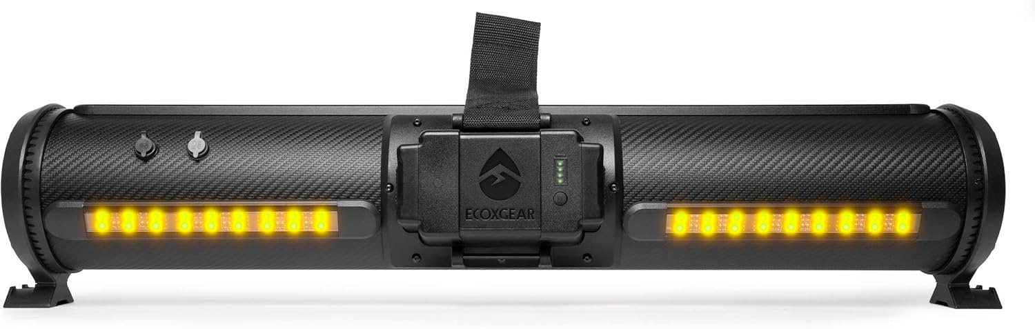 ECOXGEAR SoundExtreme SEB26 Rechargeable Amplified Powersports Bluetooth 8 Speaker Soundbar Waterproof Sandproof with LED Lighting 500 Watts of Peak Power
