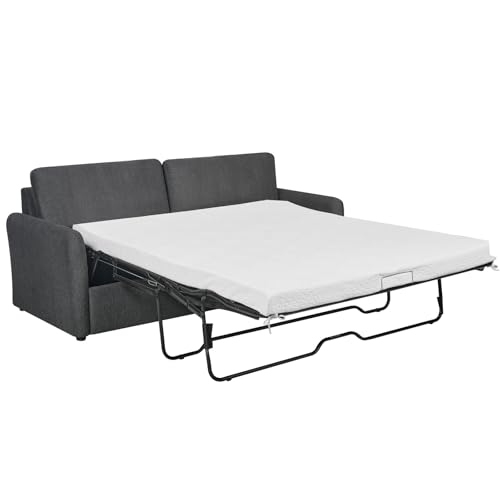 86.6" Sleeper Sofa Couch with Pullout Bed, Loveseat Sleeper Sofa Bed with Pull Out Couch, 2 in 1 Convertible Queen Sleeper Sofa with Memory Foams Mattress for Living Room (Dark Grey)
