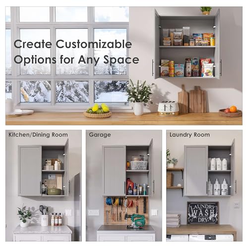 FIMELLO 30" Laundry Room Wall Cabinet with Adjustable Shelf, Large Wall Storage Cabinet, White Wall Cabinet with Doors, Upper Kitchen Cabinet, Cabinets for Laundry, Bathroom, Kitchen -White