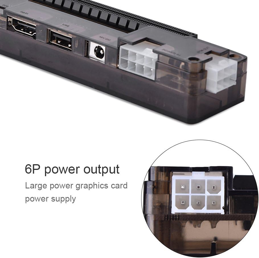 Laptop External Independent Video Card Dock, External PCI-E Discrete Graphics Card Mini PCI-E 220W DC 12V Support 6Pin+8P Interface Output Without Power Supply