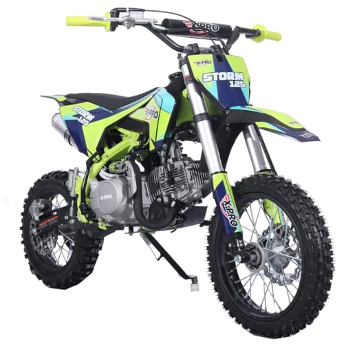 X-PRO 125cc Kids Dirt Bike Pit Bike Youth Dirt Pit Bike with 4-Speed Semi-Automatic Transmission, Big 14"/12" Tires!