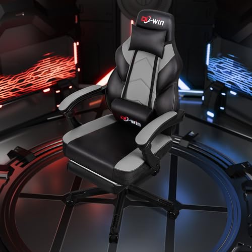 Gaming Chairs for Adults, Computer Chair with Footrest and Ergonomic High Back, Big and Tall Gamer Chairs with Massage Lumbar Support, 360° Swivel Height Adjustable, Blue