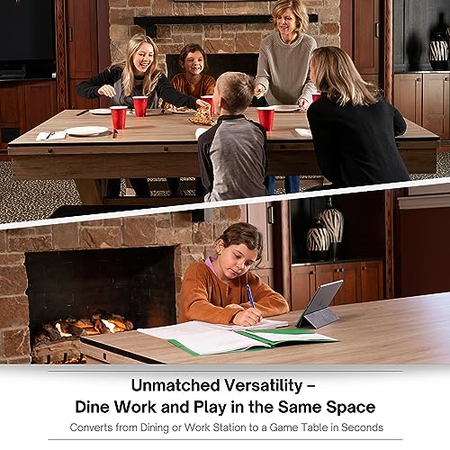 7 FT 3 in 1 Multi Game Pool Table with Dining Top Pool Table Ping Pong Table Combo, Includes Pool Table Accessories and Tennis Paddles