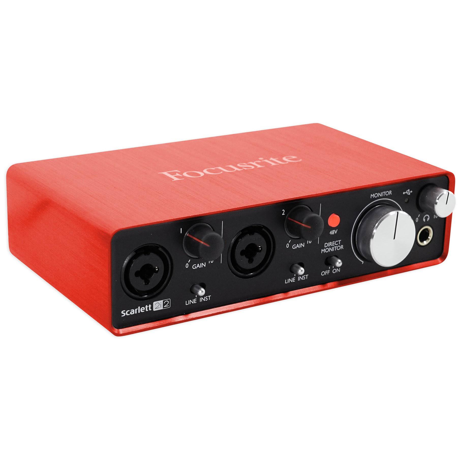 Focusrite Scarlett 2i2 Studio USB Audio Interface with Microphone, Headphones, stand clip