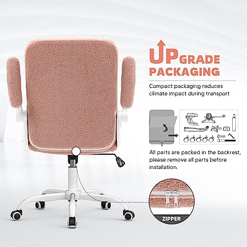 SEATZONE High Back Office Chair Back Support Computer Desk Chair Velvet Rolling Desk Chairs with Wheels and Flip-up Armrest, Gray