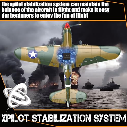 RC Plane 4-CH RC Airplane – RC Airplane Ready to Fly Upgrade P-40 Warhawk Remote Control Airplanes for Beginners Adult with Beginners with Xpilot Stabilization System