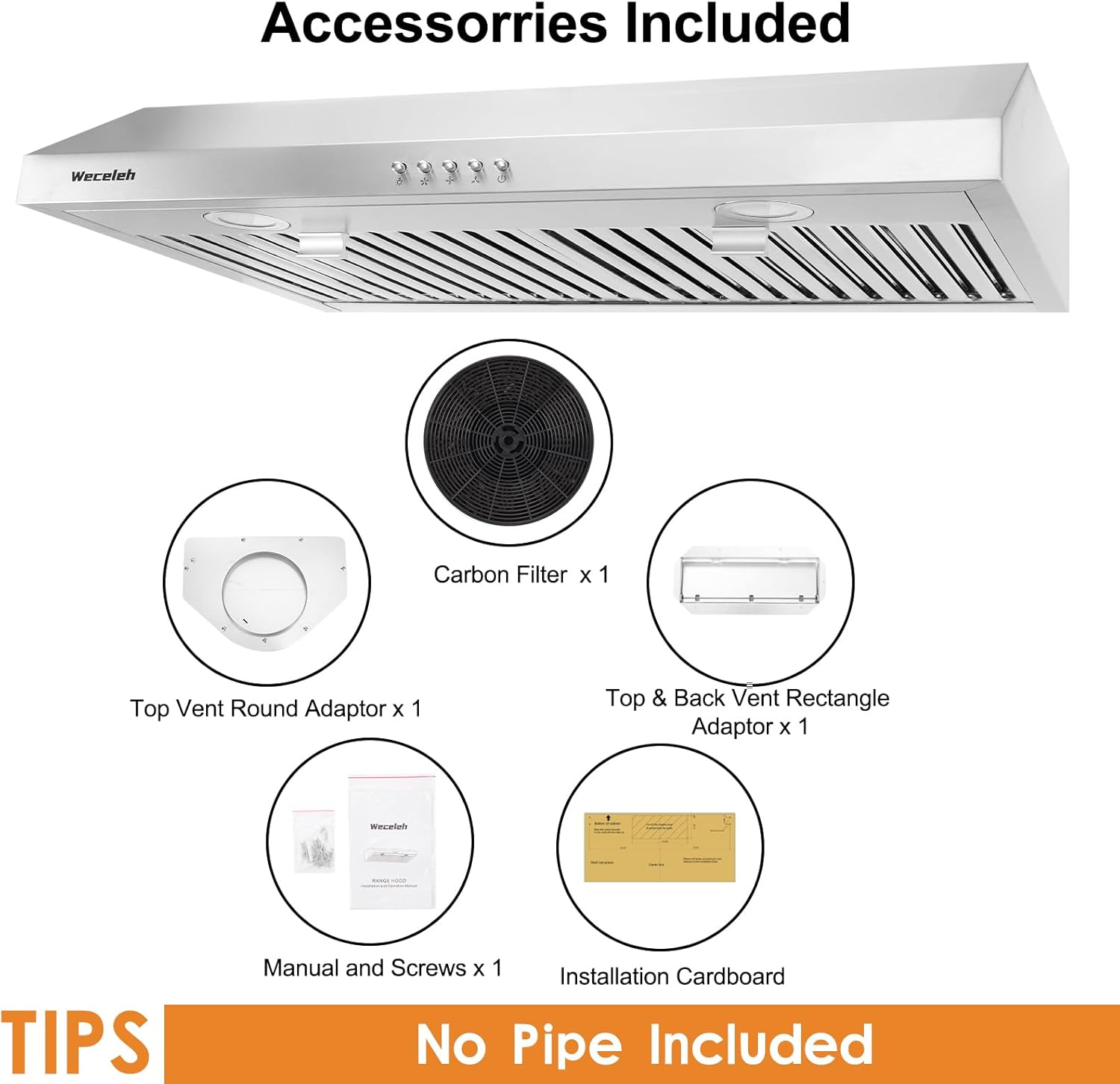 Range Hood 30 Inch Under Cabinet Range Hood,Stainless Steel Kitchen Hood,Ductless/Ducted Convertible,with Top/Rear Vent,3-speed Button control,600CFM,Baffle Filters,2 LED Lights