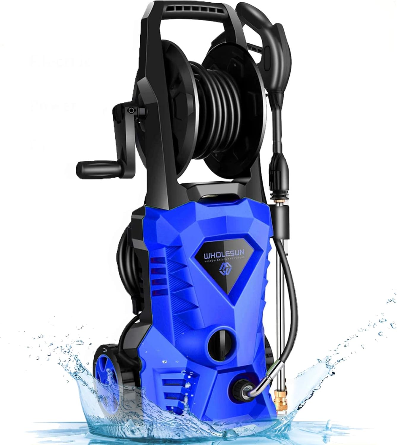 WHOLESUN 3000PSI Electric Pressure Washer 2.4GPM 1600W Power Washer with Hose Reel and Brush Orange