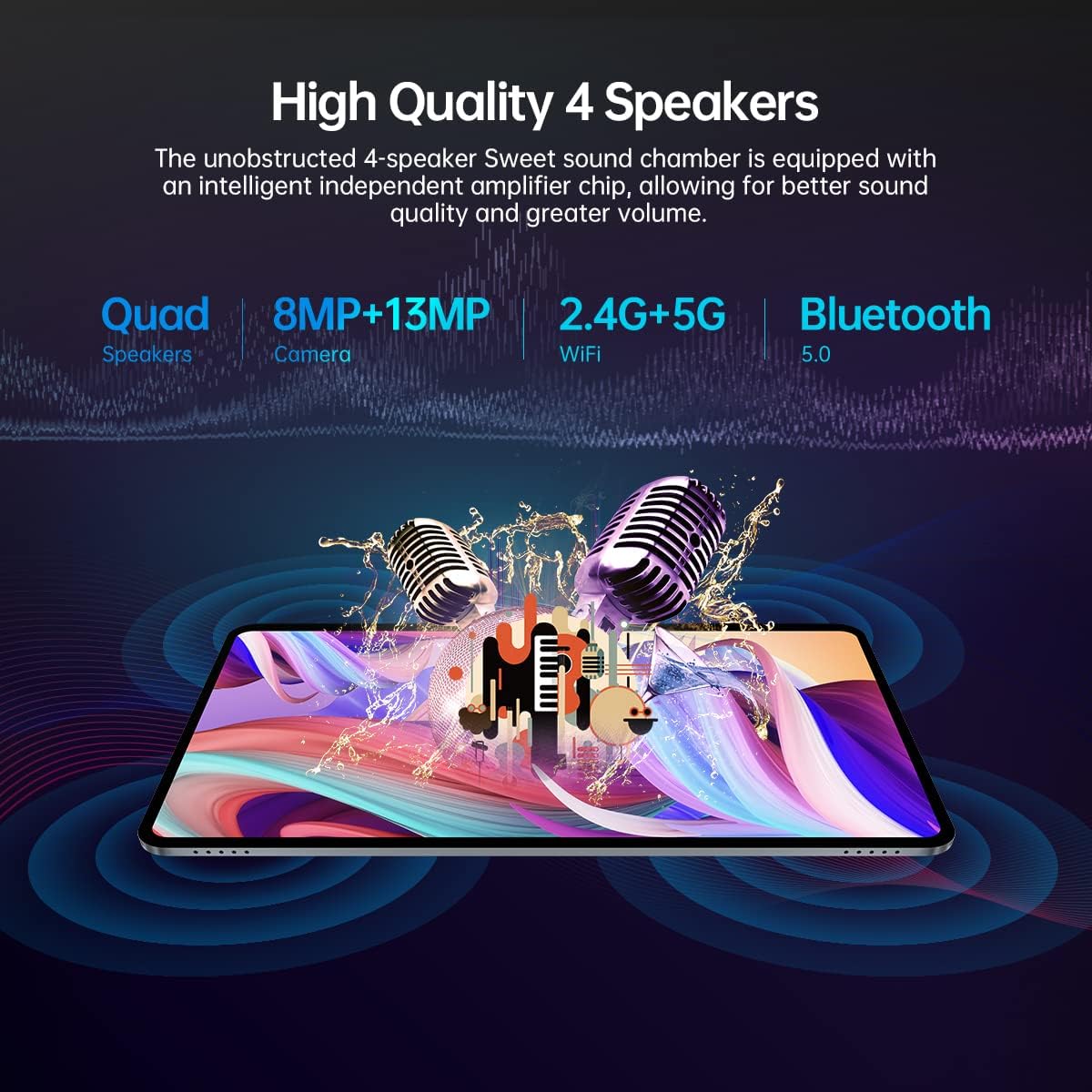 TECLAST Android 11 Tablet 10.4 Inch, 8GB RAM 128GB ROM, 2.0GHz Octa-Core T40Pro Gaming Tablets, 8+13MP Camera, 1200x2000 IPS HD Touchscreen, 18W PD Fast Charge, 7000mAh, 2.4+5G Dual WiFi, Bluetooth5.0