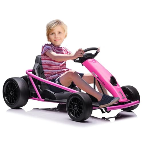Electric Drifting Go Kart for Kids - 24V Battery, Dual Motors, High Speed, Music & Horn, Max Load 175lbs - Green