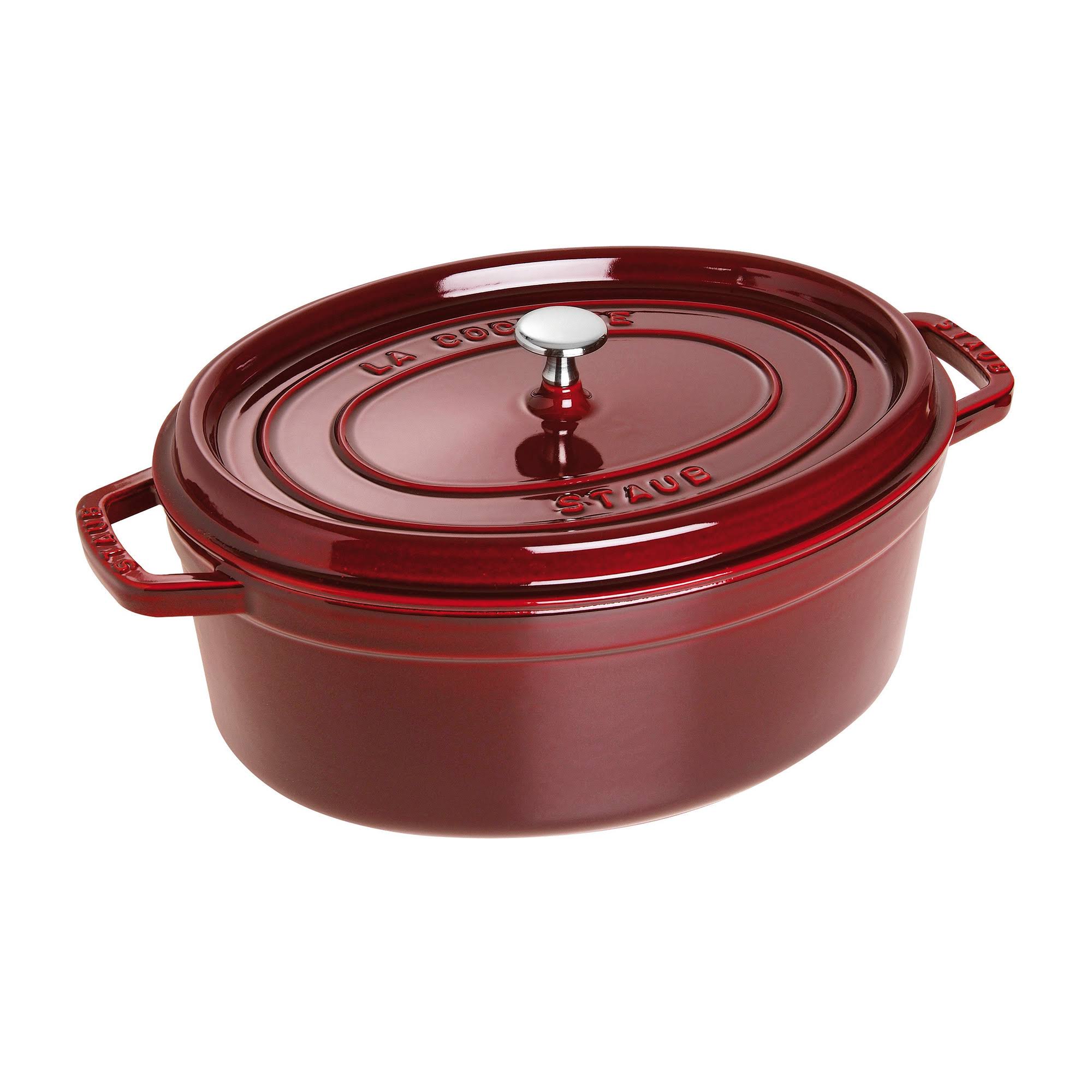 Staub Enameled Cast Iron Oval Cocotte - 7 qt - Dark Red