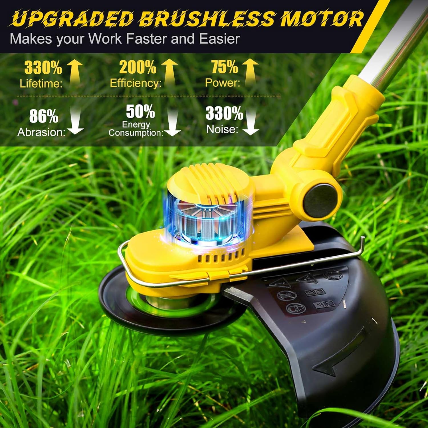 Weed Wacker Cordless, 4-in-1 Weed Eater Battery Powered, 21V Electric Weed Eater, with 2 x 4.0Ah Batteries, String Trimmer, for Lawn, Yard and Bush Trimming