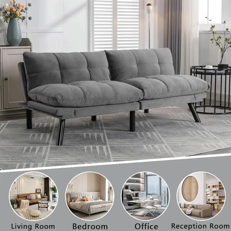 Convertible Sleeper Sofa Bed with Adjustable Backrests and Folding Armrest Folding Futon Couch Sleeper