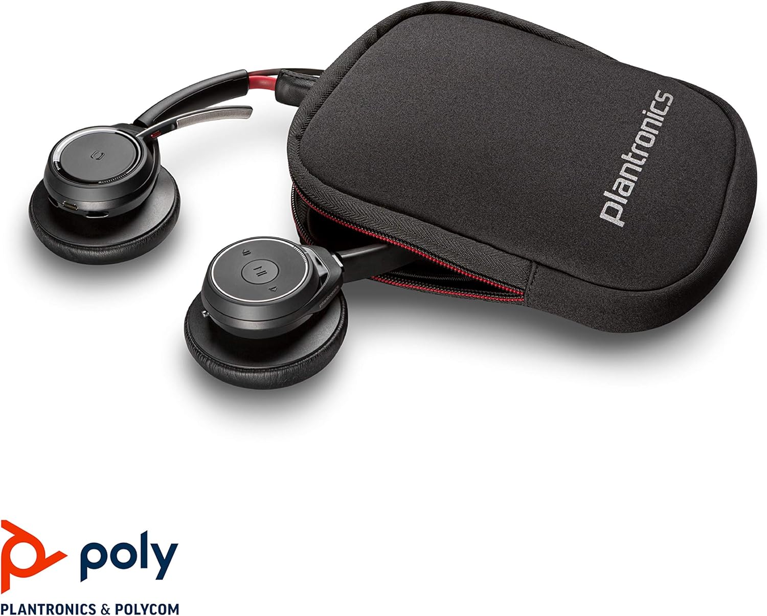 Plantronics - Voyager Focus UC (Poly) - Bluetooth Dual-Ear (Stereo) Headset with Boom Mic - USB-A Compatible with PC and/or Mac - Active Noise Canceling - Works with Teams (Certified), Zoom & more
