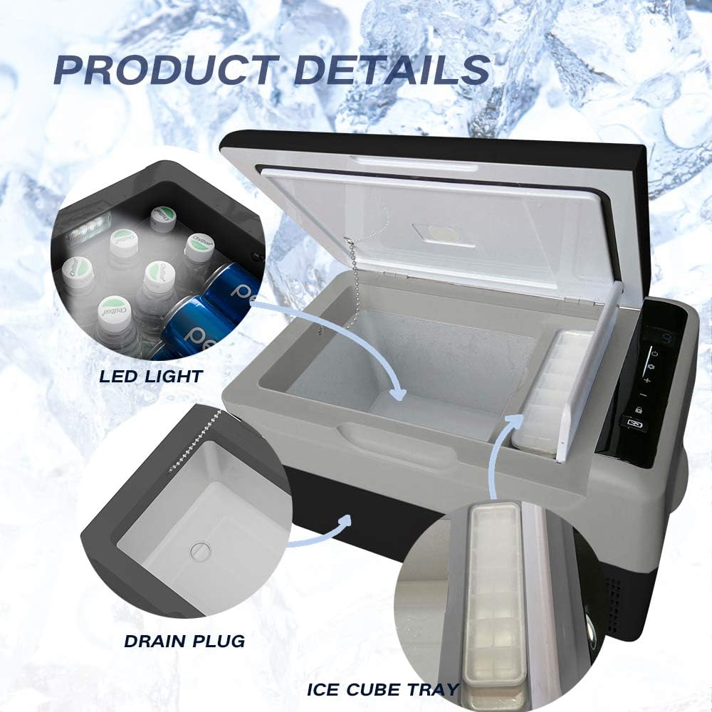 Geckoes 23 Quart Portable Refrigerator Car Fridge Freezer Compact Refrigerator -4°F ~ 68°F - 12V/24V DC and 110V AC