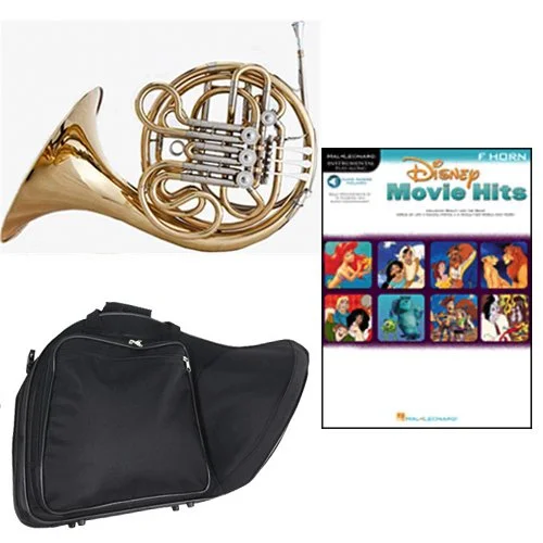 Band Directors Choice Double French Horn Key of F/Bb - Disney Movie Hits for French Horn Pack; Includes Intermediate French Horn, Case, Accessories &amp; Disney Movie Hits for French Horn Book