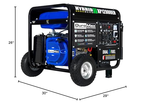 DuroMax XP12000EH 12,000-Watt Dual Fuel Portable Generator – Gas & Propane, Electric Start, Whole Home Backup Power, Transfer Switch Ready, RV & Emergency Ready