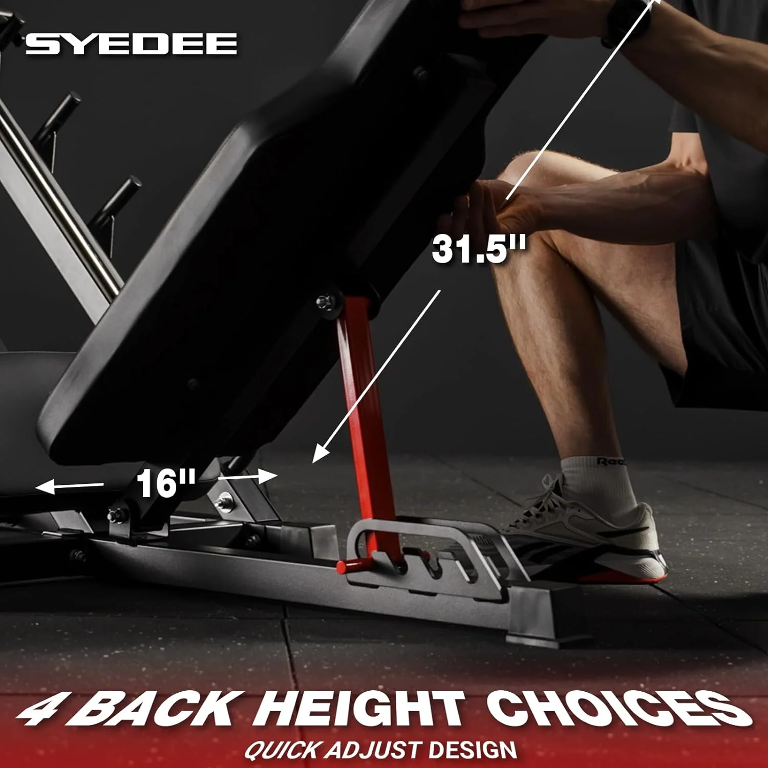 syedee Leg Press Machine with Calf Block, 1500LBS Weight Capacity Adjustable Leg Machine with Resistance Band Pegs and Plate Storages, Workout Equipment for Strength Training