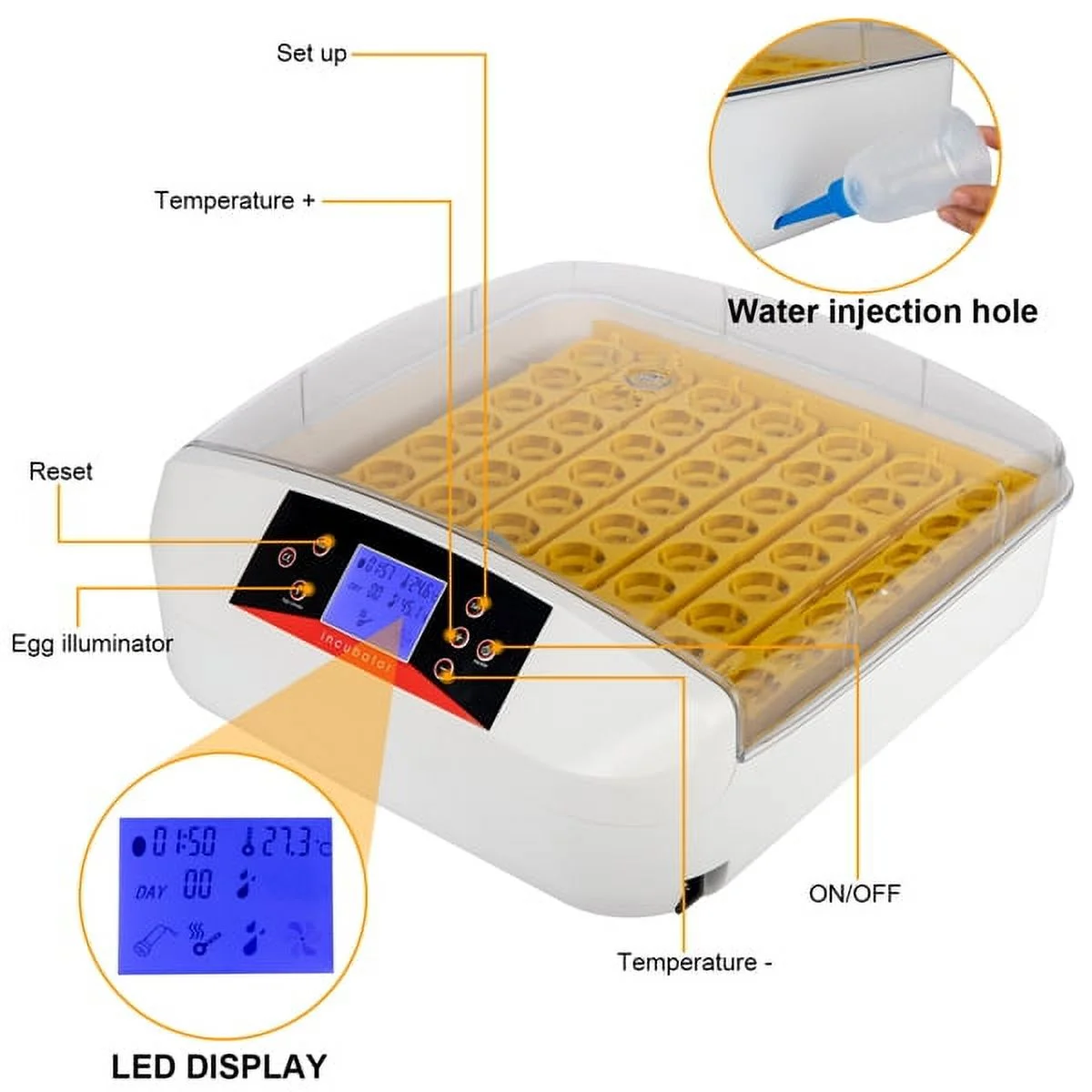 56-Egg Incubator, Fully Digital Incubators for Hatching Eggs with Automatic Egg Turning, Humidity & Temperature Control, Poultry Hatcher Machine for Hatching Chicken Duck Goose Pigeon Quail Bird