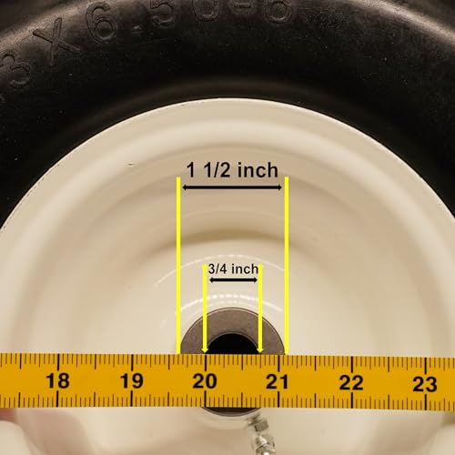 15x6.00-6 Flat Free Tire for Zero Turn Lawn Mower with 3/4 5/8 & 1/2 inch Bearings,3.0"-6.9"Center Hub Flat Free Lawnmower Tire and Wheel Assembly,Universal Fit 15 inch Solid Wheel for Garden Tractor
