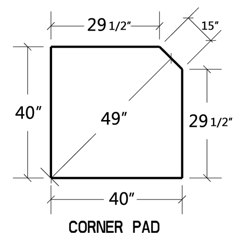 Natural Smokey Slate 40&& x 40&& Single Cut Corner Hearth Pad