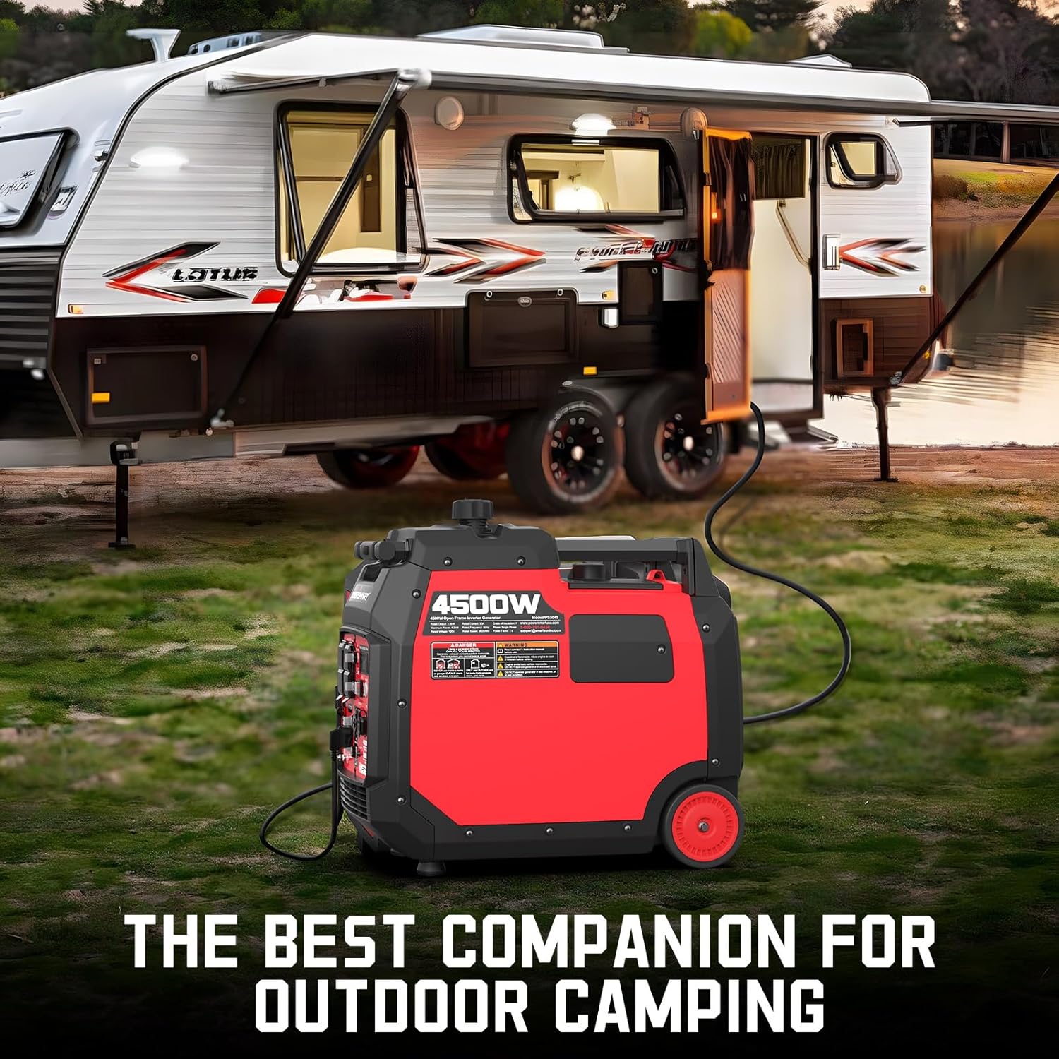 PowerSmart Super Quiet 4500-Watt Portable Inverter Generator with CO Sensor, Electric Start, Gas Powered, RV Ready, Wheel Handle Kit, Parallel Capable, Engine Oil Included, CARB Compliant