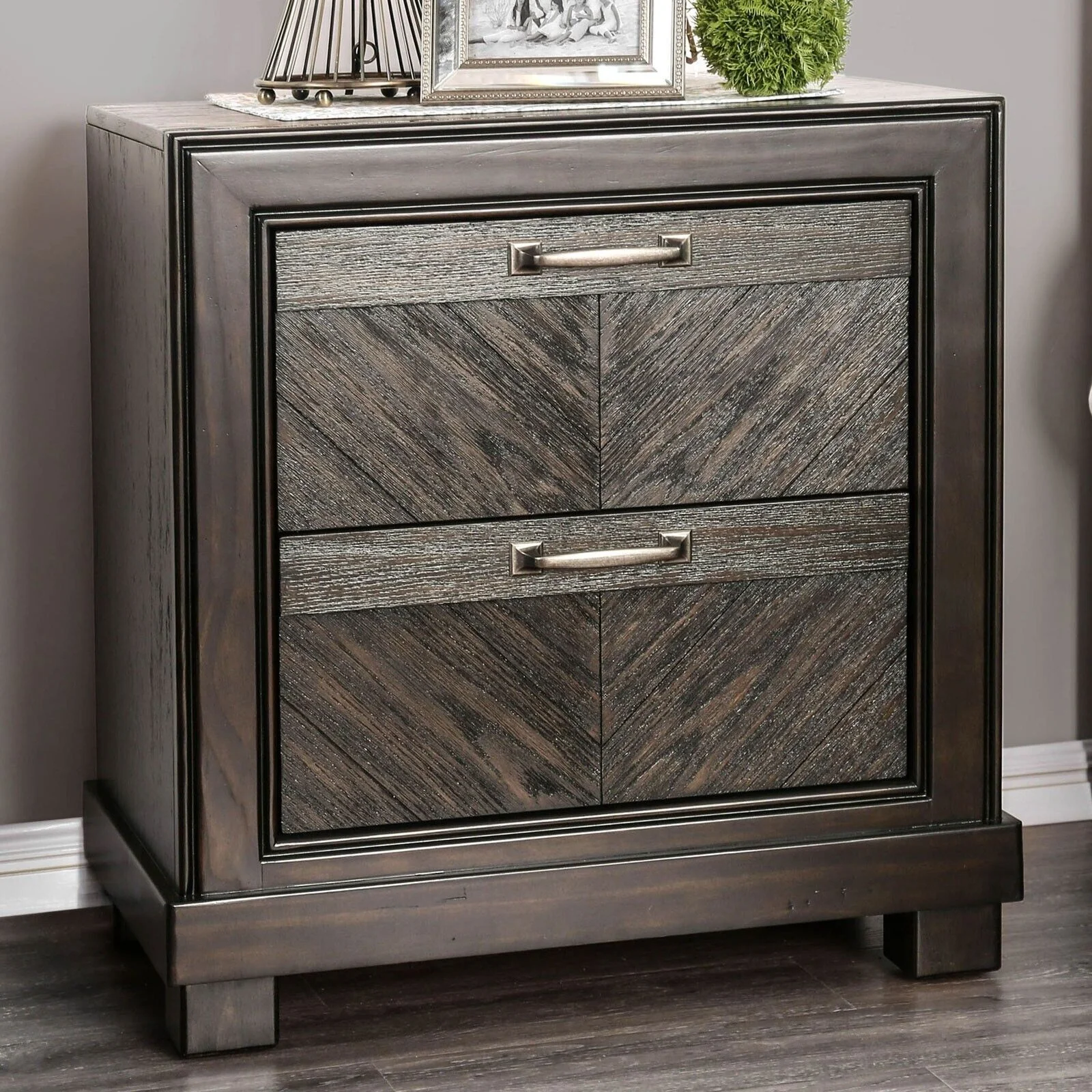 3pc Bedroom Set Espresso Eastern King Size Bed 2x Nightstands High Panel Headboard USB Storage Drawer FB Solid wood Furniture