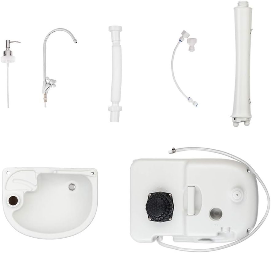 VINGLI Upgraded Portable Sink and Toilet Combo| Self-contained 5 Gal Hand Washing Station & 5.3 Gal Flushing Toilet, Perfect for Camping/RV/Boat/Road Tripper/Camper, Detachable & Lightweight