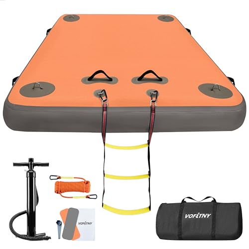 VOFiTNY Inflatable Floating Dock, Swim Platform Floating Dock for Lakes, Lake Floats for Adults, Island Raft Mat for Lake Beach Ocean, Non-Slip Surface