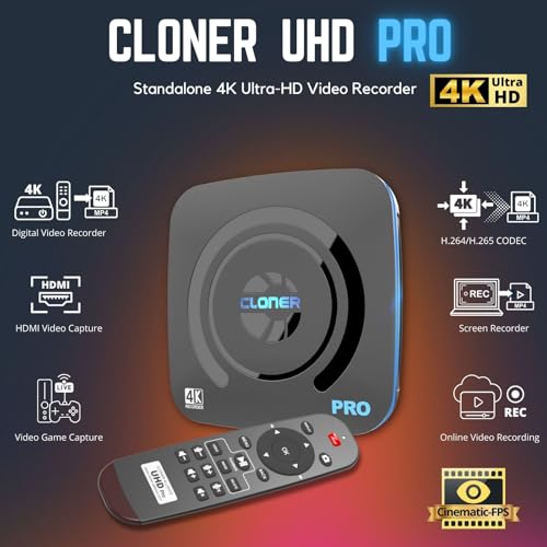 UHD Pro, 4K Video Recorder, HDMI Capture DVR with H.265/H.264 Codec, Cinematic 4K@24fps Recording(Up to 4K@30fps), No PC Required.