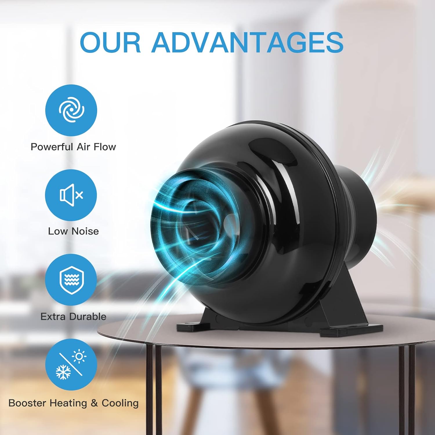 iPower 4 Inch 195 CFM Inline Fan Circulation Vent Blower, Air Carbon Filter and 8 Feet Flexible Ducting for Grow Tent Ventilation, Exhaust, 4 Fan & Filter, HVAC Heating Cooling