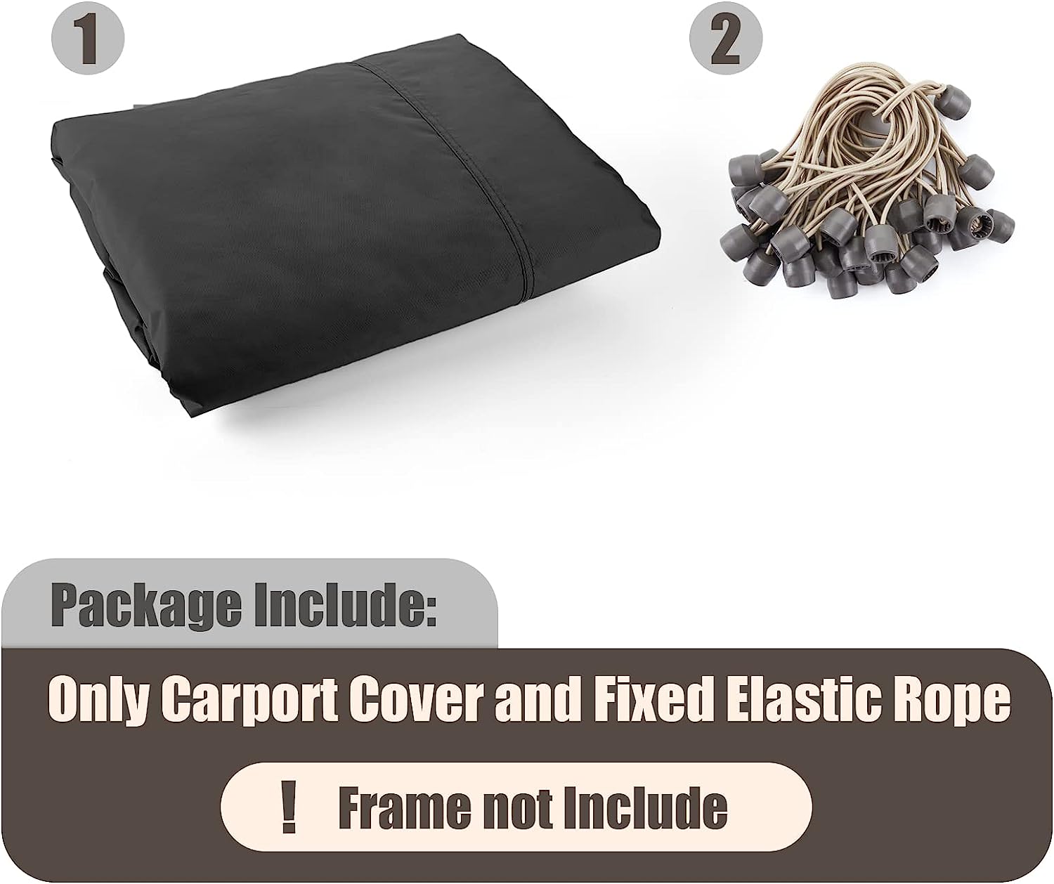 10x20 Carport Replacement Canopy Cover for Tent Top Garage Shelter Cover with Ball Bungees, 800D Oxford Replacement Cover Waterproof & UV Protection, Not Included Frame (Dark Gray)