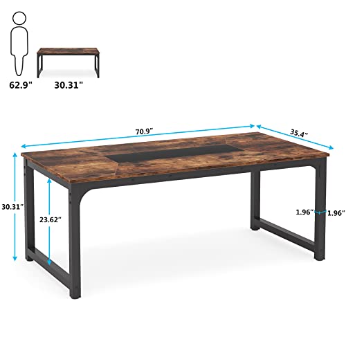 Tribesigns Modern Computer Desk, 63 x 31.5 inch Large Executive Office Desk Computer Table Study Writing Desk Workstation for Home Office, Spliced Desktop, White