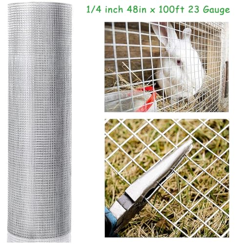 Heavy Duty Hardware Cloth, Hot Dip Galvanized After Welding Double-Zinc Mesh Netting Roll Supports Poultry Netting Cage Fence Welded Wire Mesh & Wire Cloth Gopher Wire,1/2 inch 60in x 100ft 19 gauge