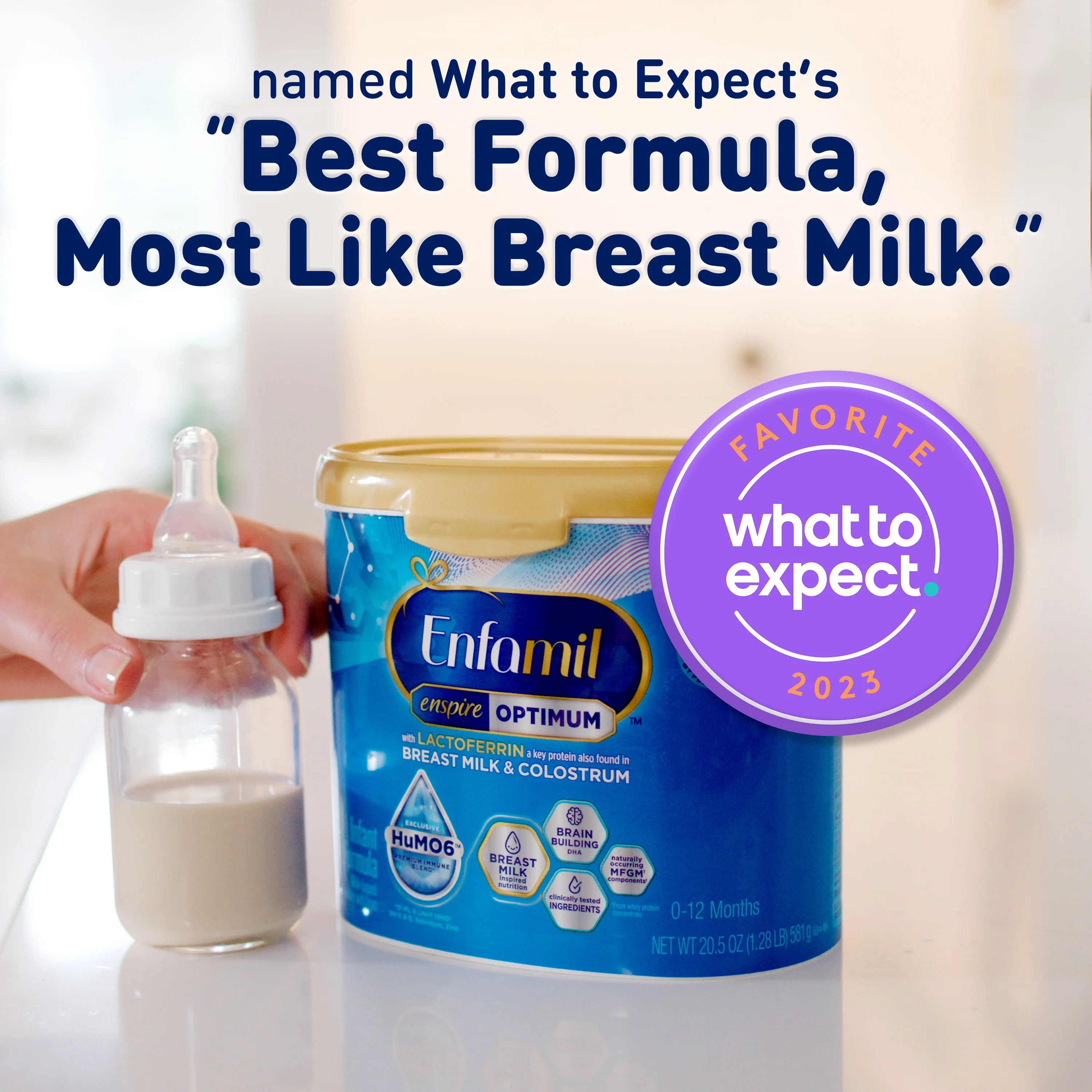 Enfamil Enspire Optimum Baby Formula, with Immune-Supporting Lactoferrin found in Colostrum, Our Closest Formula to Breast Milk, Dual Prebiotics, Infant Formula Powder, Baby Milk, 120 Oz