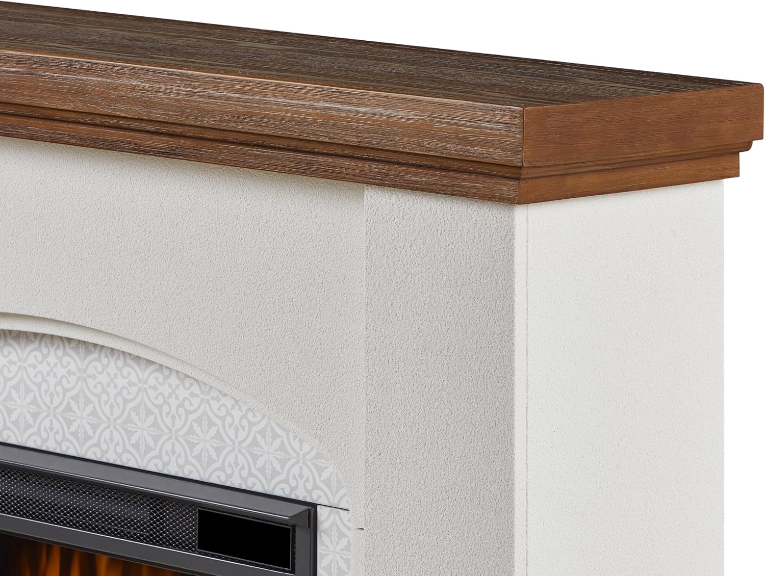 Real Flame Anika 49" Electric Fireplace with Mantel for Living Room or Bedroom, Replaceable Fireplace Insert Heater, Realistic Log and Flame Effect, Remote Control, Timer, White