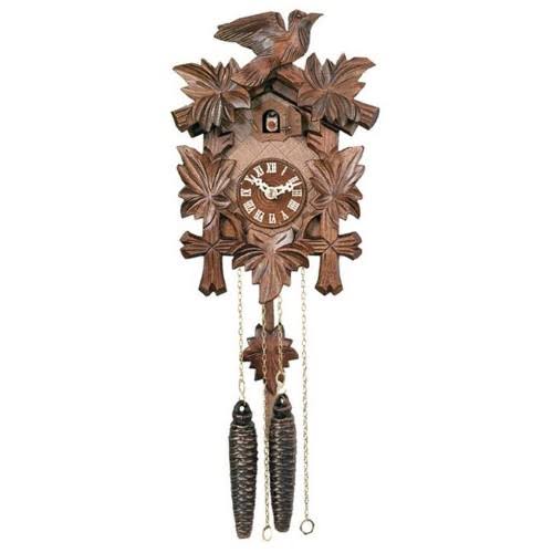 River City Cuckoo 11-09- One Day Hand-Carved Cuckoo Clock with Five Maple Leaves u0026 One Bird, Yellow