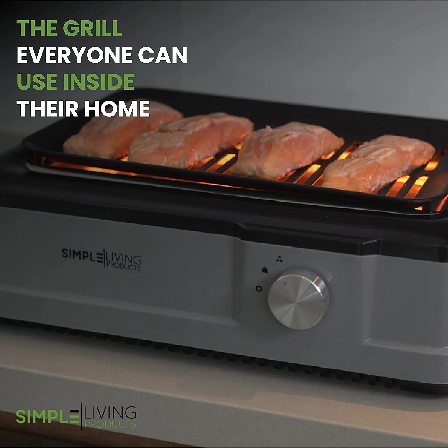 Simple Living Infrared Electric Indoor Smokeless Grill  Non Stick Ceramic 8x14" Grilling Surface  Consistent 446?F Temperature  BBQ Char Grilled Results with Virtually ZERO SMOKE