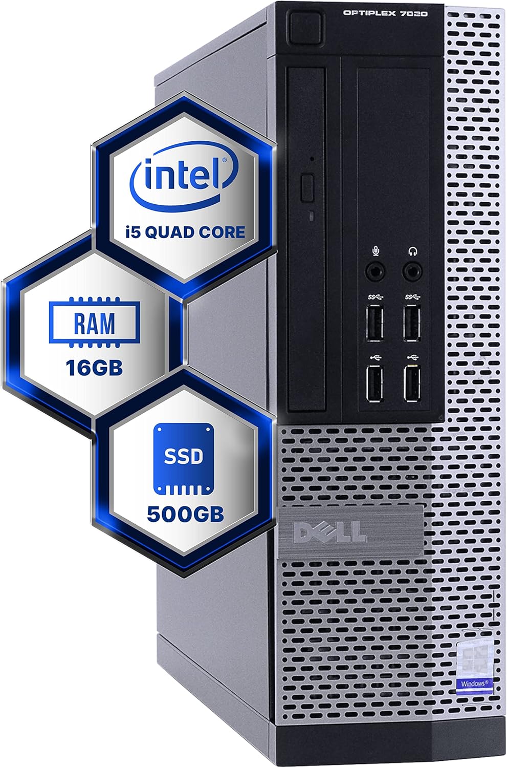 Dell Optiplex 4th Generation Desktop Computer | Quad Core Intel i5 (3.2) | 16GB DDR3 RAM | 500GB SSD Solid State | Windows 10 Professional | Home or Office PC (Renewed)