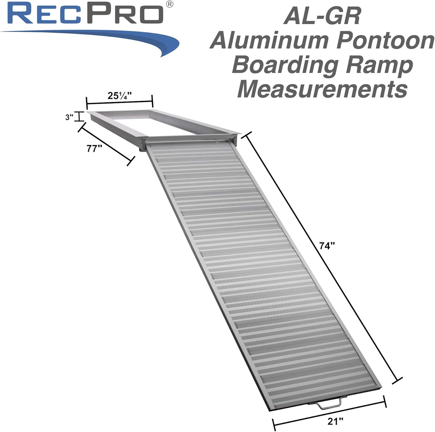 RecPro Pontoon Boat Aluminum Loading Ramp for Shore and Dock Boarding | 600lb Capacity | Non-Slip Surface