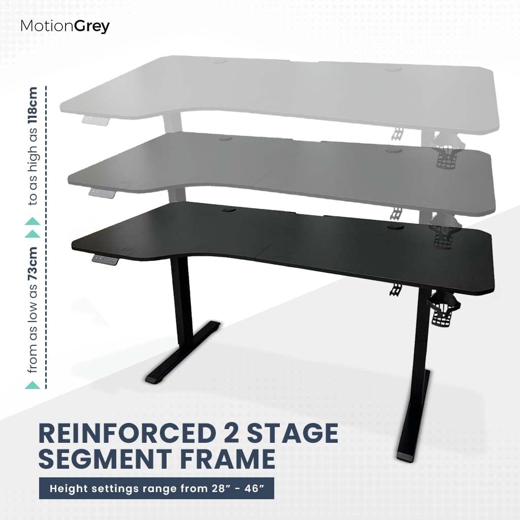 Height Adjustable L Shaped Standing Desk Left Side, 160 x 60 cm, Corner Desk, L Shape Desk, Adjustable Computer Electric Sit Stand Desk Stand - Black Frame Motorized with Table Top