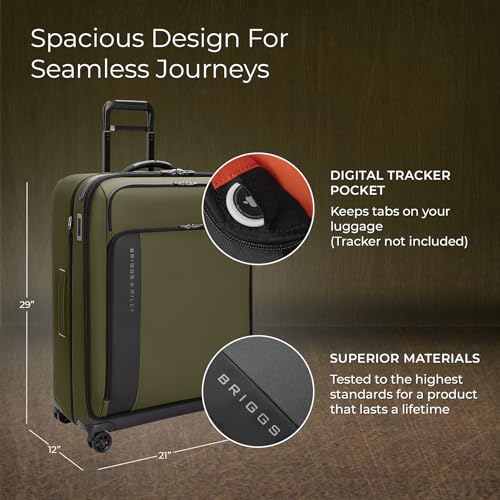 Briggs & Riley Domestic 22" Carry On Expandable Spinner - Luggage for Travel, Suitcases with Wheels, Softside Rolling Bag for Men & Women, Self-Repairing Zipper - ZDX Collection, Black