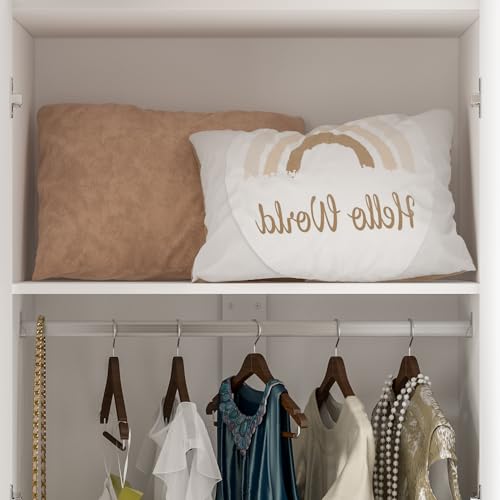 Large Armoire Wardrobe with 3 Doors, 1 Top Storage Space, 1 Hanging Space, 4 Closed Shleves, Clothes Organizer for Bedroom, White (47.2”W x 18.9”D x 70”H)