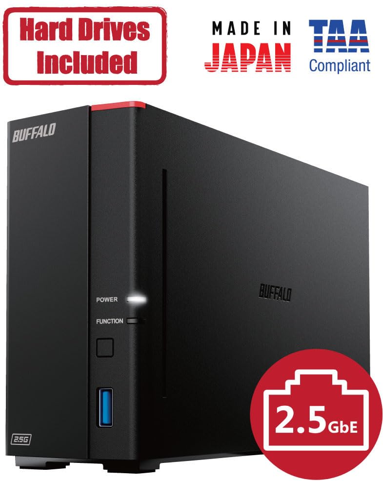 BUFFALO LinkStation 210 4TB 1-Bay NAS Network Attached Storage with HDD Hard Drives Included NAS Storage That Works as Home Cloud or Network Storage Device for Home