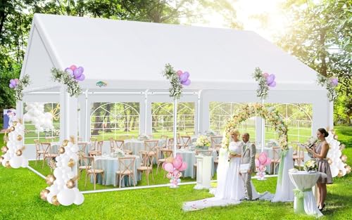 COBIZI 20x40 Party Tent Heavy Duty, Galvanized Wedding Tent, Event Shelter for Parties, Outdoor with Removable Sidewall & Built-in Sandbag, Carpas para Fiestas, Large Canopy, Waterproof, White